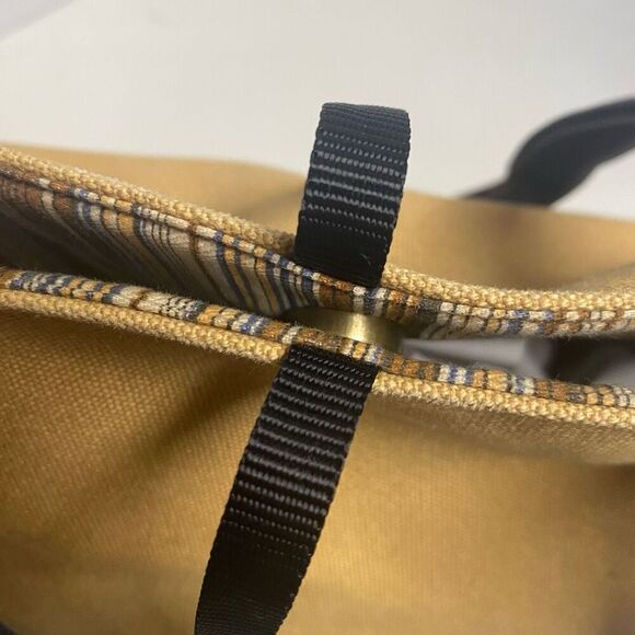 SAKS 5TH AVENUE Canvas Tote Bag Mustard 12.5X6.5X11.5 SEE DESCRIPTION - Picture 4 of 12